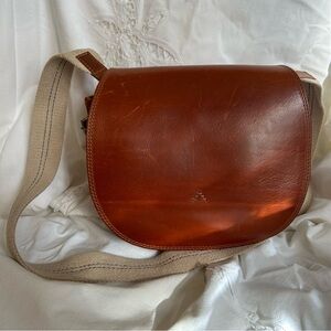 BELLEROSE LORINA Leather Crossbody Bag - Cognac Brown Women’s Purse with strap